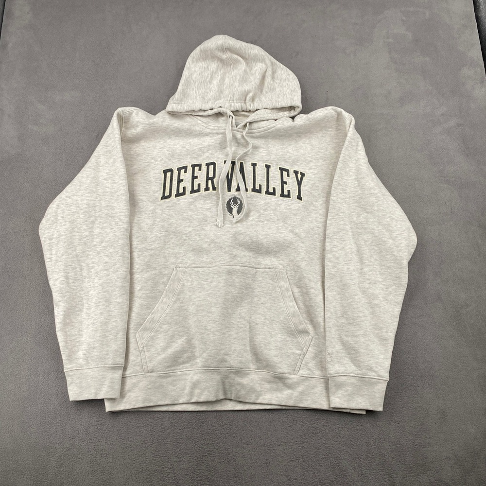 Gear For Sports Deer Valley Hoodie Mens XL Grey Big Cotton Fleece Pullover G1093